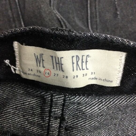 Free People (We the Free) Black‎ Distressed Denim Mini Skirt, Size 26 - Picture 2 of 10